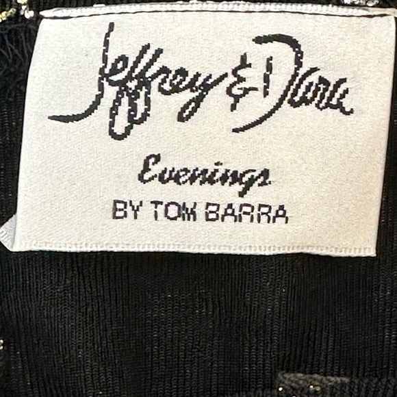 Vtg Jeffrey & Dara Evenings by Tom Barra Black Maxi Dress Large Metallic Detail - Picture 6 of 10